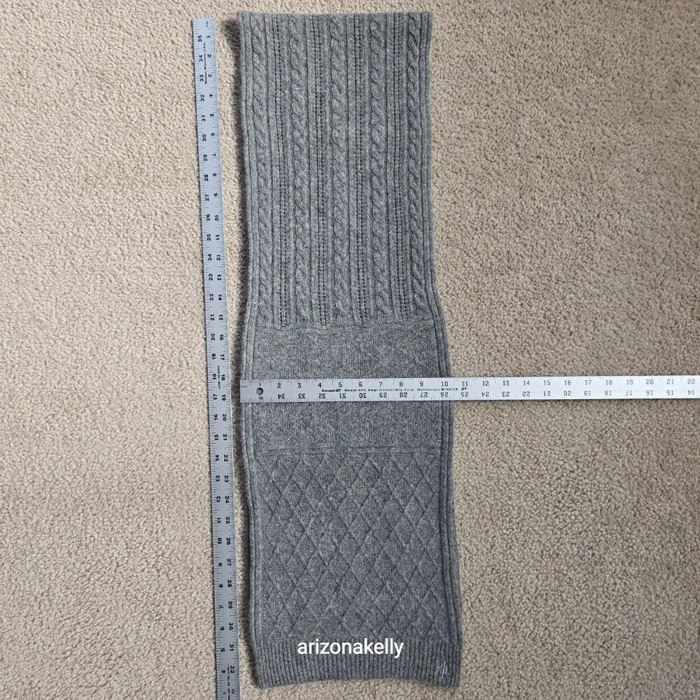 Lauren Ralph Lauren Lambswool Angora Scarf Cable Diamond Poinetlle Grey - Picture 3 of 14